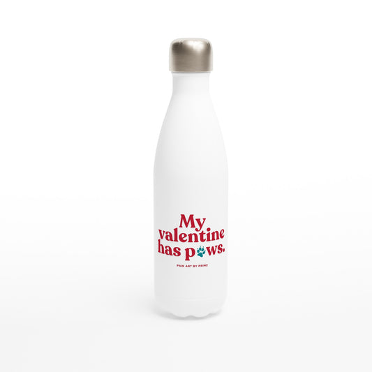 Paw Art By Prinz-Valentine's White 17oz Stainless Steel Water Bottle