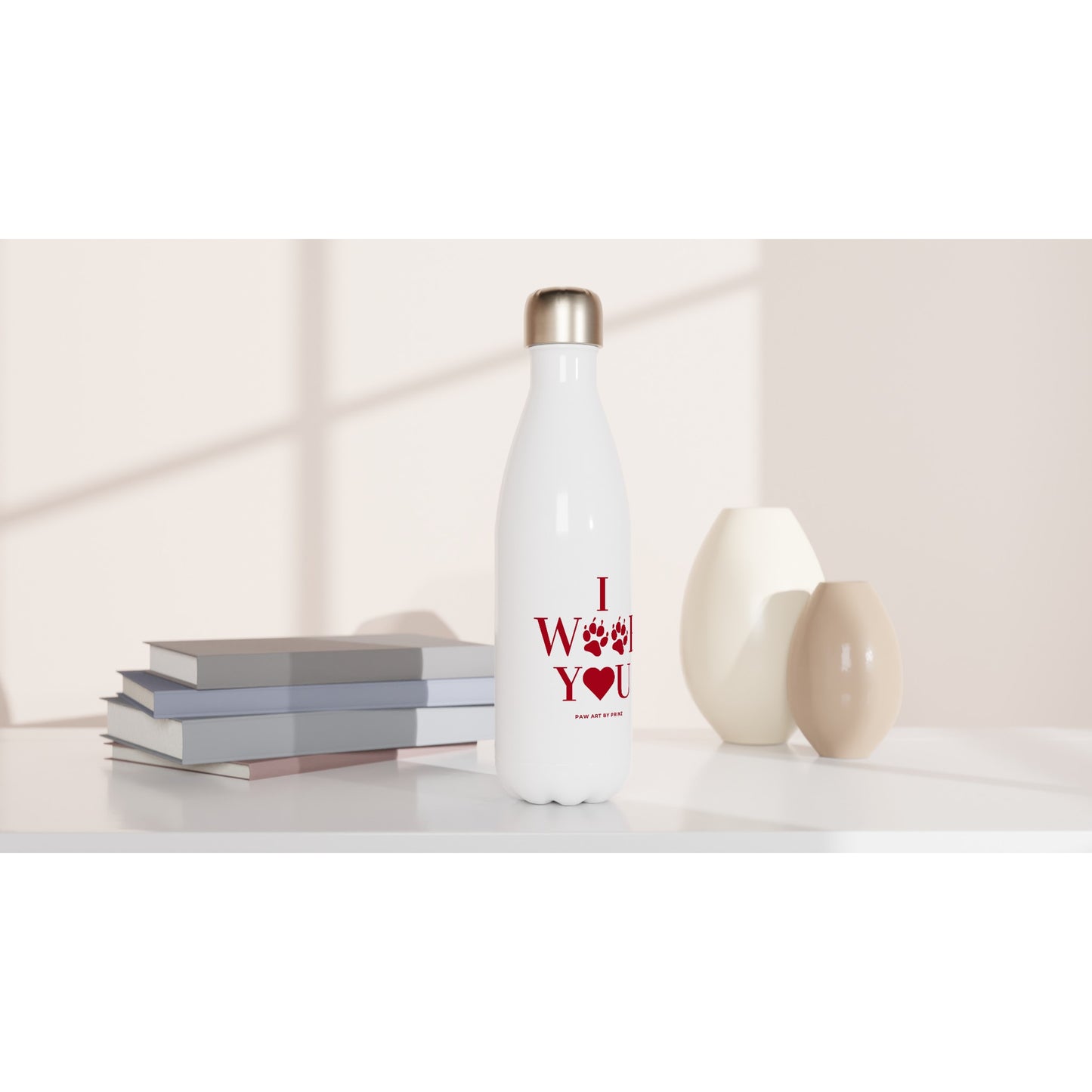 Paw Art By Prinz-Valentine's White 17oz Stainless Steel Water Bottle