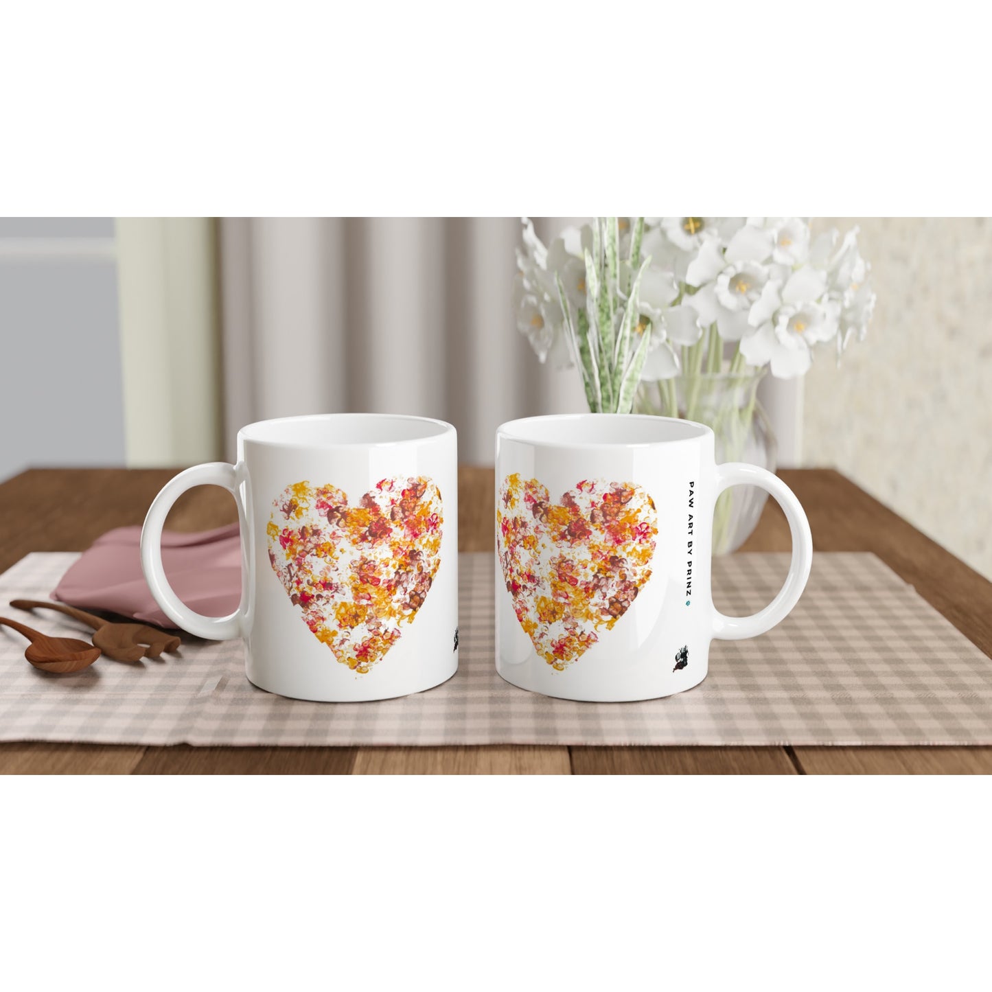 Paw Art by Prinz - White Ceramic Mug - Autumn Love - Paw Art Artwork