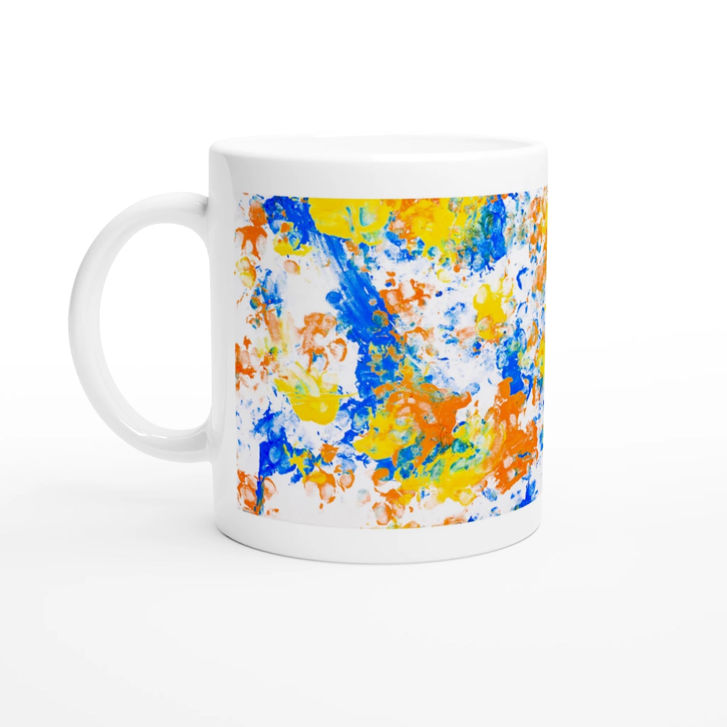 Paw Art by Prinz - White Ceramic Mug - Dancing Paws - Paw Art Artwork