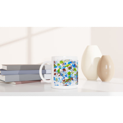 Paw Art by Prinz - White Ceramic Mug - The Blue Paw - Paw Art Artwork